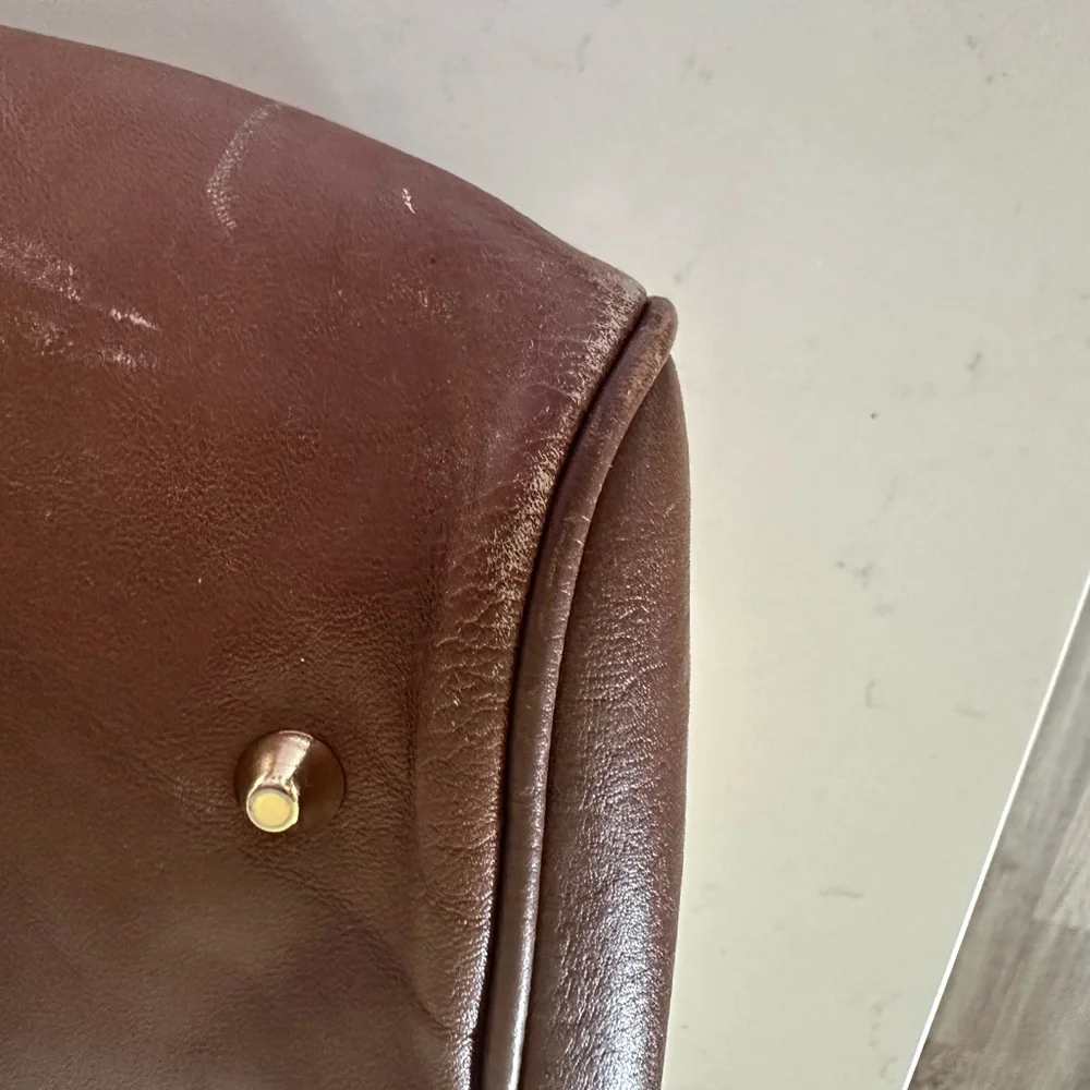 Steve Madden Brown and Cream Satchel with Gold Accents - Picture 6 of 7